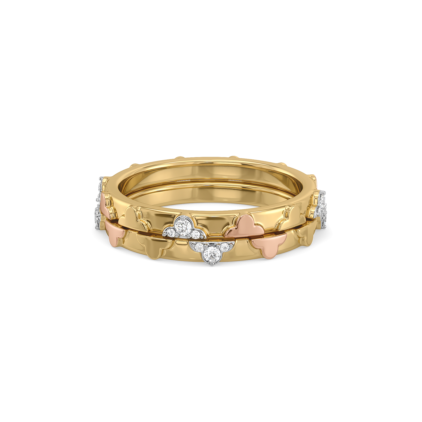 Lucky Stack Clover Ring-18kt Gold Vermeil Lab Grown Diamond