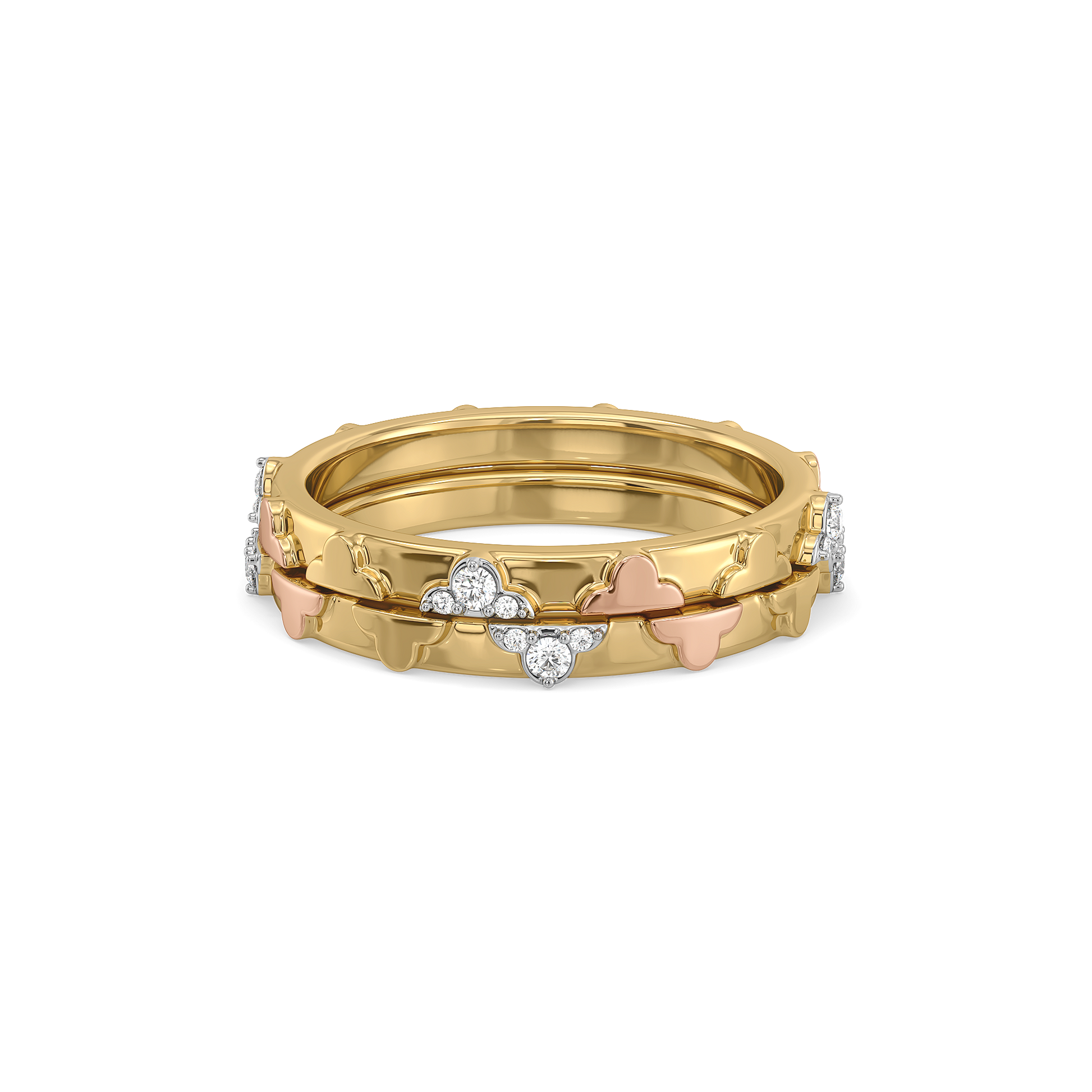 Lucky Stack Clover Ring-18kt Gold Vermeil Lab Grown Diamond