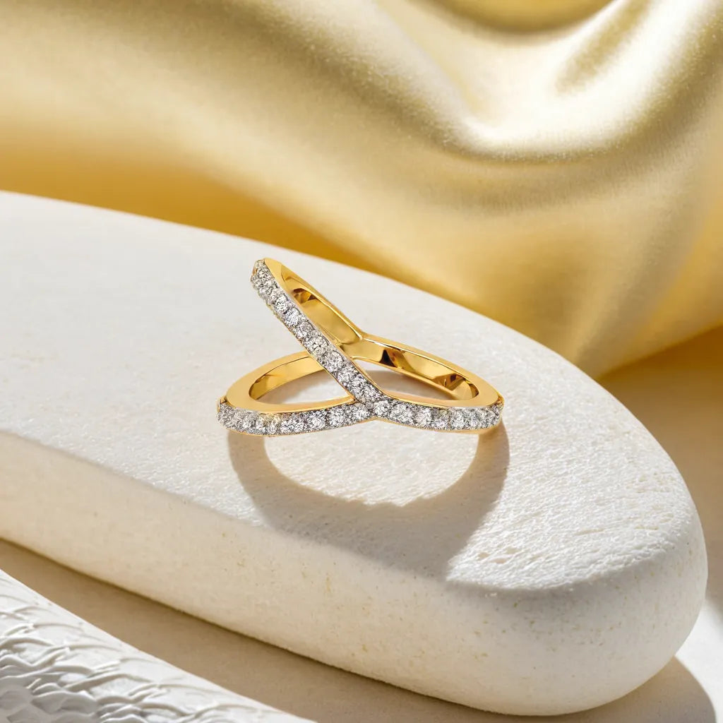 Luxe Interlock Cocktail Ring-18kt Gold Vermeil Lab Grown Diamond Ring
