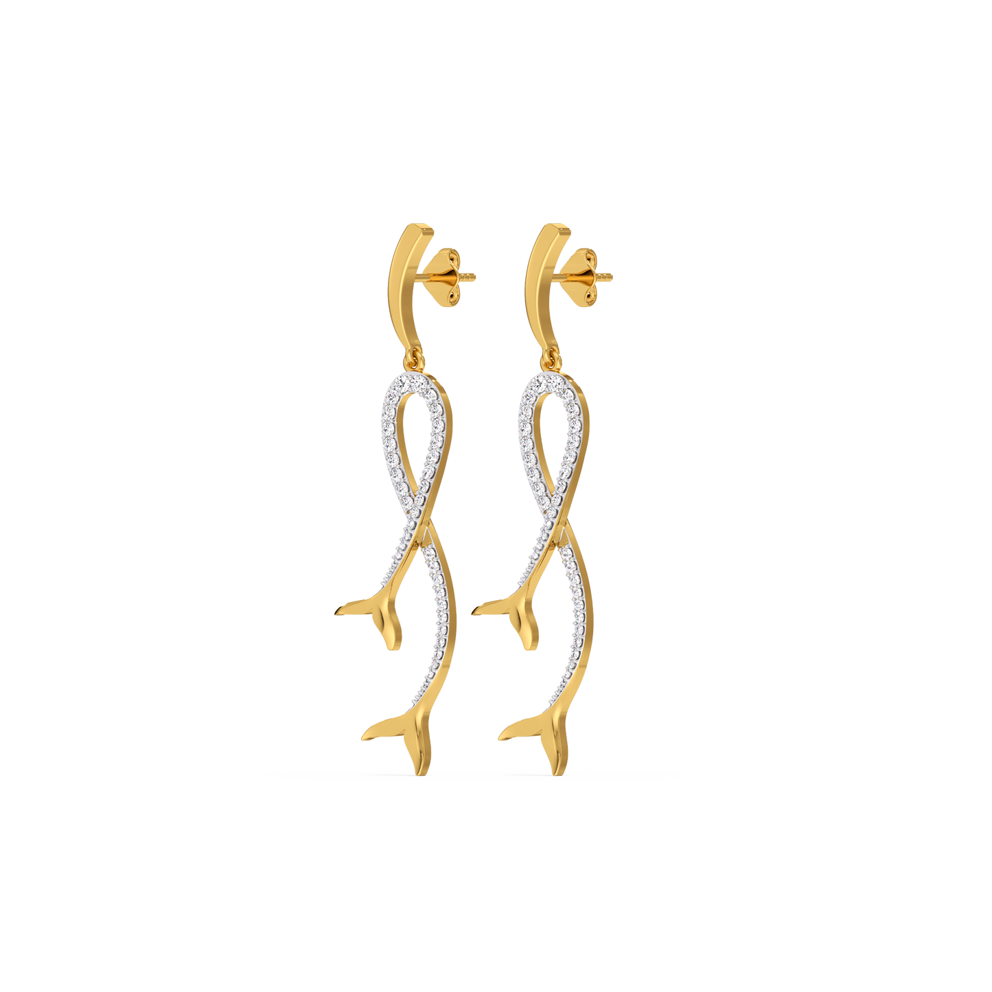 Mermaid Lure Drop - 18kt Gold Vermeil Lab Grown Diamond Earrings