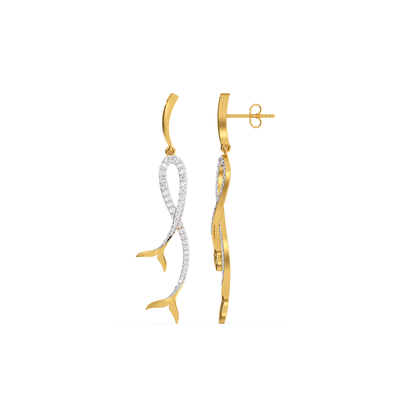 Mermaid Lure Drop - 18kt Gold Vermeil Lab Grown Diamond Earrings