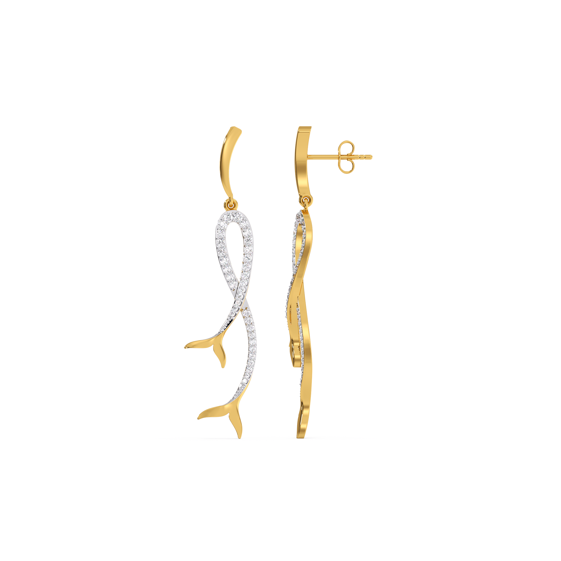 Mermaid Lure Drop - 18kt Gold Vermeil Lab Grown Diamond Earrings