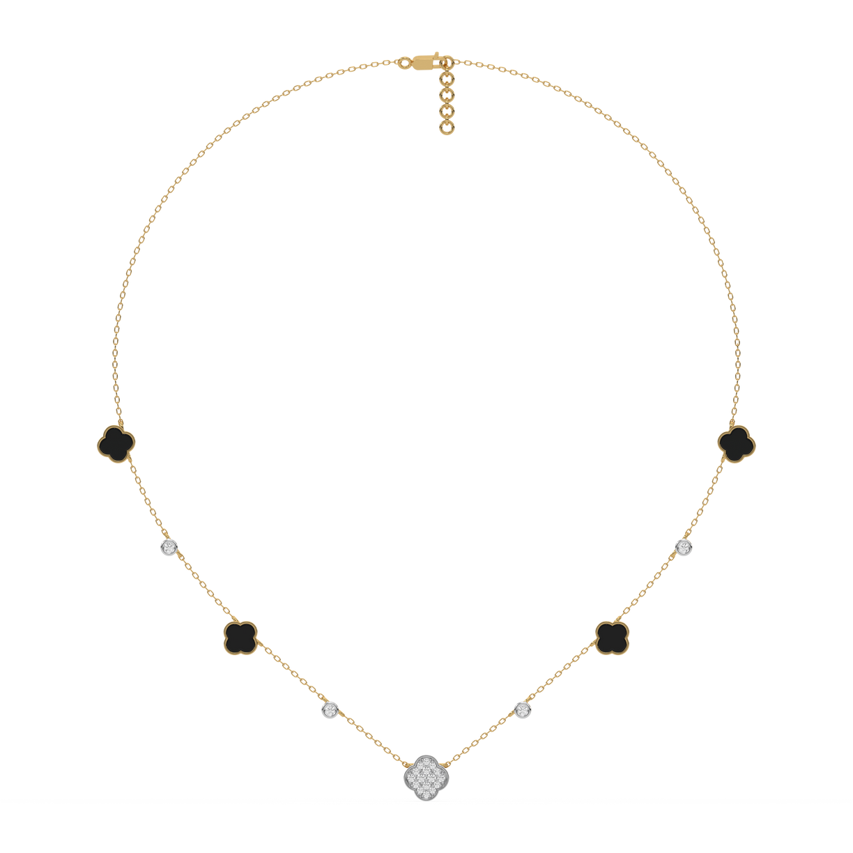 Midnight Enchanted Clover Necklace- 18kt Gold Vermeil Lab Grown Diamond Necklace