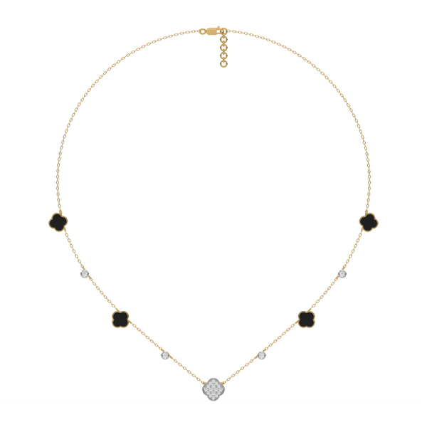 Midnight Enchanted - 18kt Gold Vermeil Lab Grown Diamond Clover Necklace 