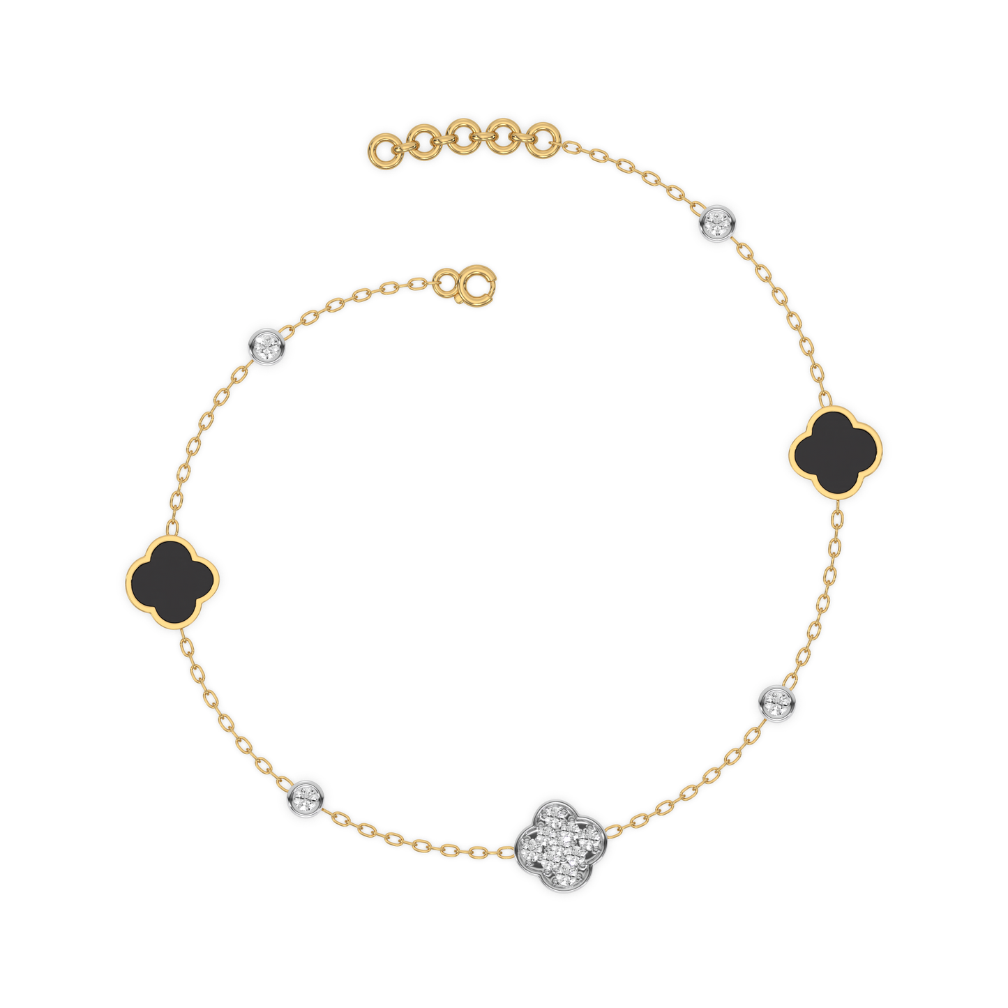 Midnight Enchanted Clover Bracelet - 18kt Gold Vermeil Lab Grown Diamond