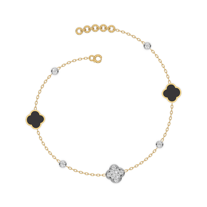 Midnight Enchanted Clover Bracelet - 18kt Gold Vermeil Lab Grown Diamond