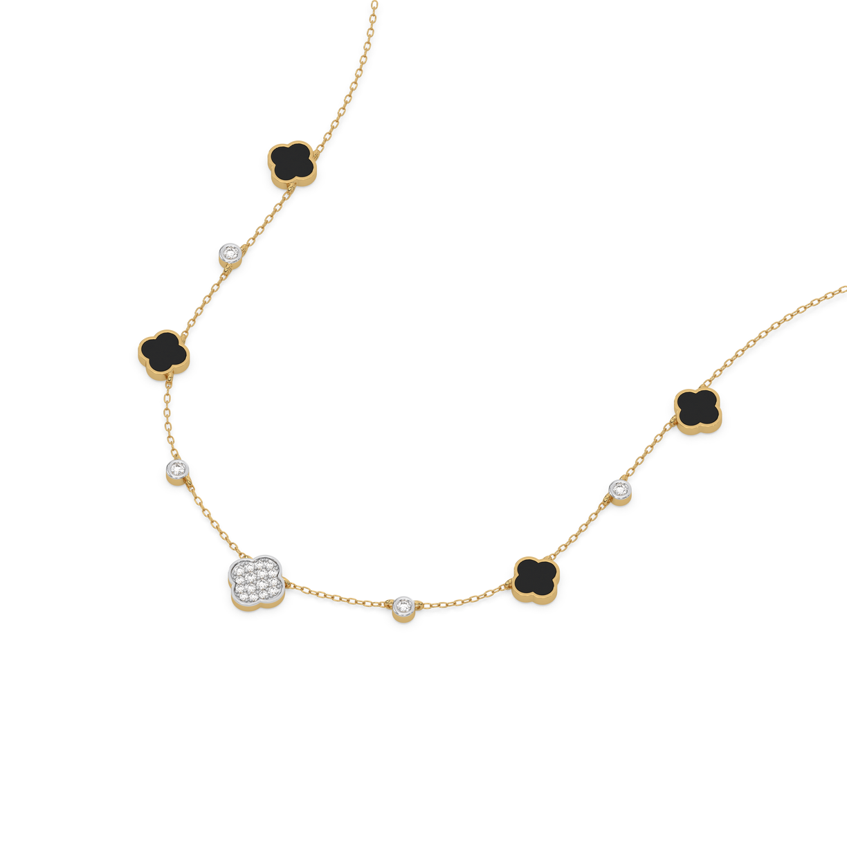 Midnight Enchanted Clover Necklace- 18kt Gold Vermeil Lab Grown Diamond Necklace