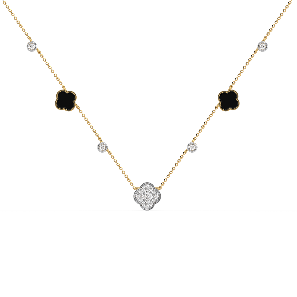 Midnight Enchanted Clover Necklace- 18kt Gold Vermeil Lab Grown Diamond Necklace