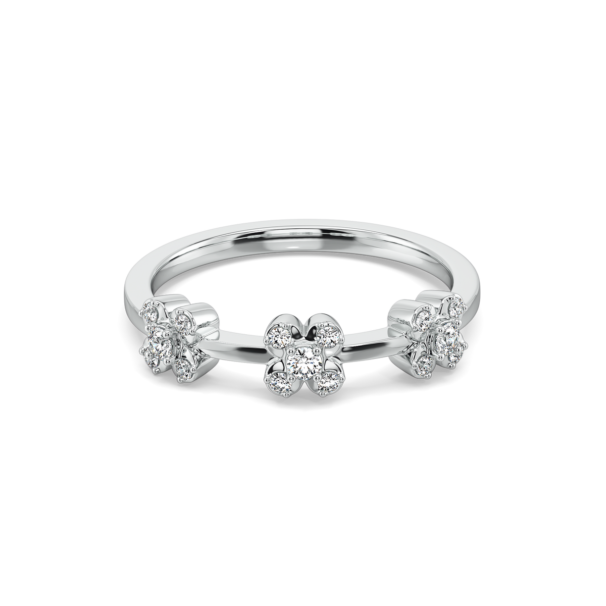 Mini Flower Sequence Ring-925 Sterling Silver Lab Grown Diamond Ring