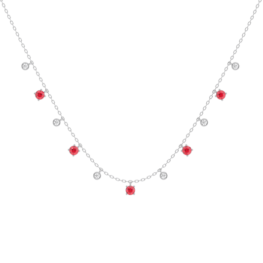 Multi-Station Diamond Ruby Necklace – 925 Sterling Silver