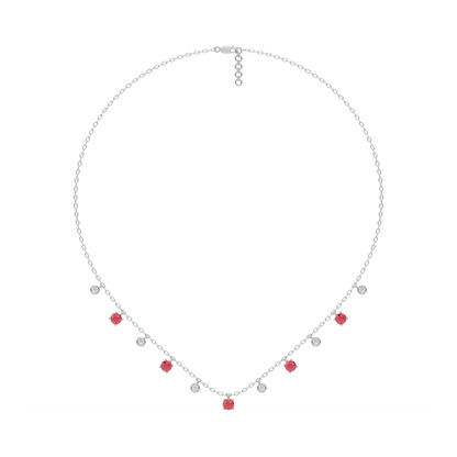 Multi-Station Diamond Ruby Necklace – 925 Sterling Silver