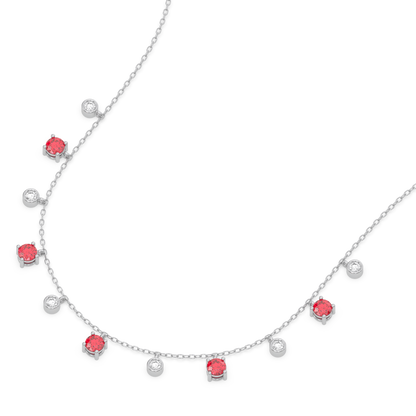 Multi-Station Diamond Ruby Necklace – 925 Sterling Silver