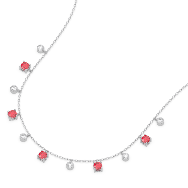 Lukson Scarlet Whisper - Lab Grown Diamond & Ruby Station Necklace