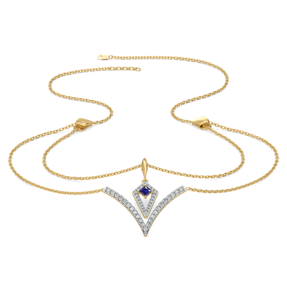 Multi-layered V Necklace -18kt Gold Vermeil Lab Grown Diamond