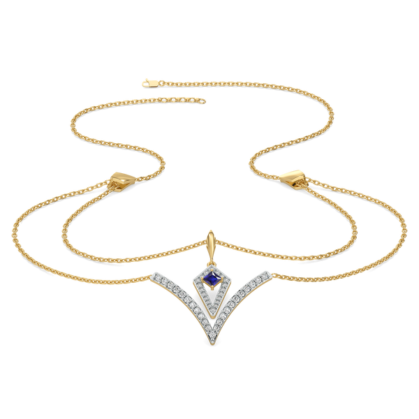 Multi-layered - Lab Grown Diamond V Necklace - Lukson 