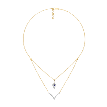 Multi-layered V Necklace -18kt Gold Vermeil Lab Grown Diamond