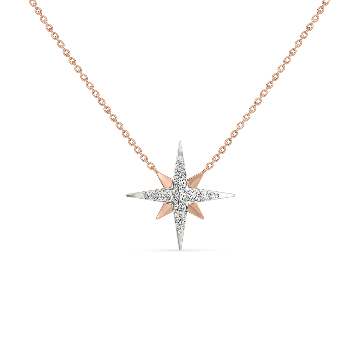 NorthStar Pendant-18kt Rose Gold Vermeil Lab Grown Diamond Necklace