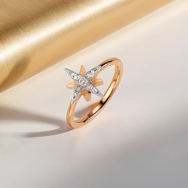 Buy North Star Ring 18k Rose Gold Vermeil Lab Grown Diamond Ring Online - Lukson