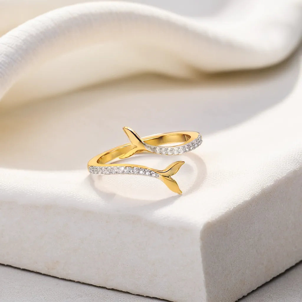 Ocean's Embrace Open Top Ring- 18kt Gold Vermeil Lab Grown Diamond Ring