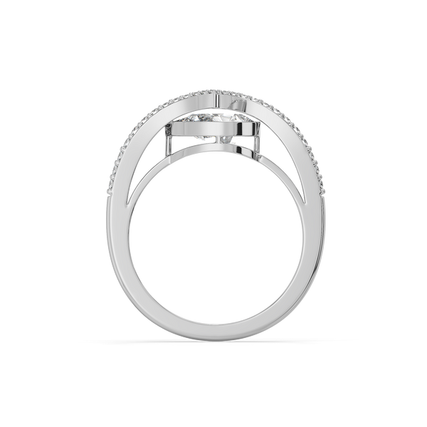 Overlaced in Pear Pure Gold Lab Diamond Solitaire Ring - Top View