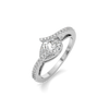 Overlaced in Pear Pure Gold Lab Diamond Solitaire Ring - Perspective View