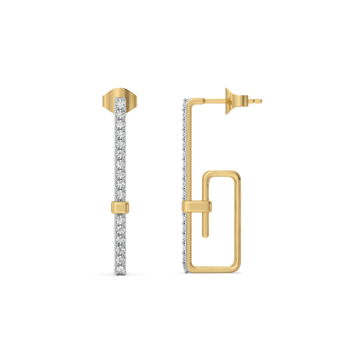 Paper Clip Hoop - 18 Gold Vermeil Lab Grown Diamond Earrings