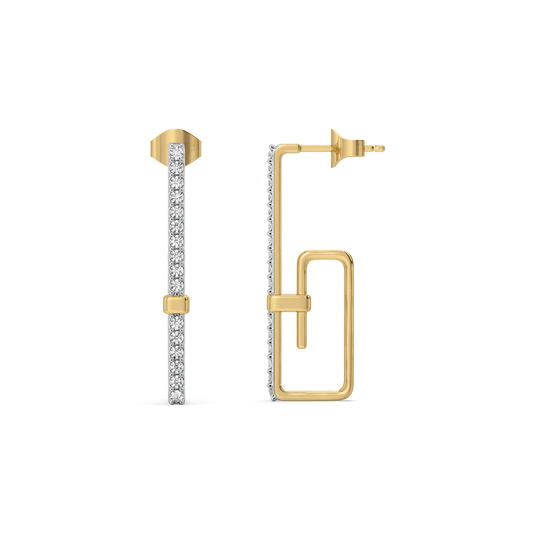 Paper Clip Hoop - 18 Gold Vermeil Lab Grown Diamond Earrings