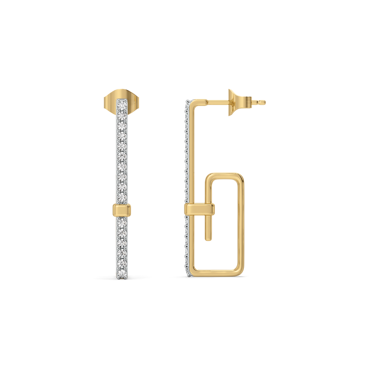 Paper Clip Hoop - 18 Gold Vermeil Lab Grown Diamond Earrings