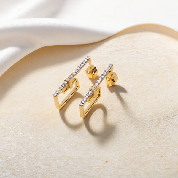 Lab grown diamond paper clip earrings - Lukson 