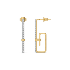 Paper Clip - Lab Diamond Hoop Earrings