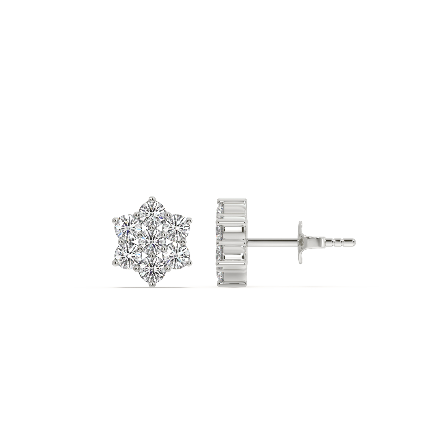 Petal Blossom Studs - 925 sterling silver Lab Grown Diamond Earrings