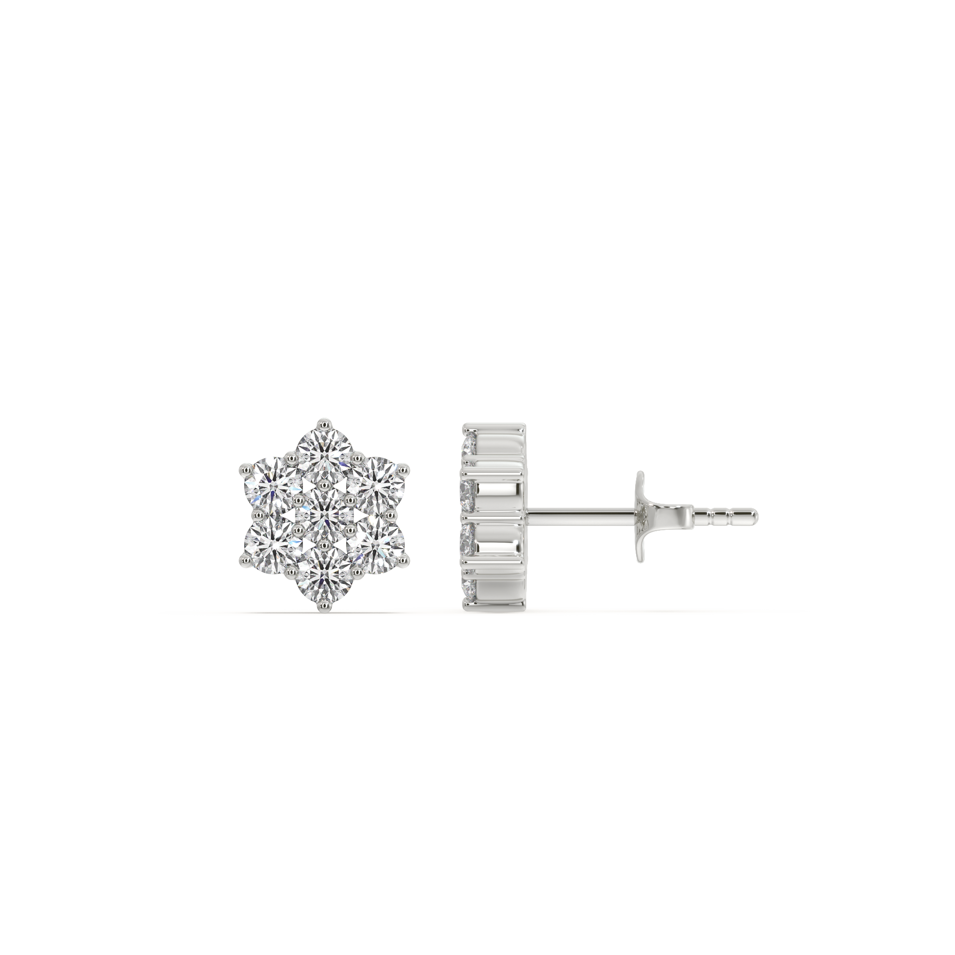 Petal Blossom Studs - 925 sterling silver Lab Grown Diamond Earrings