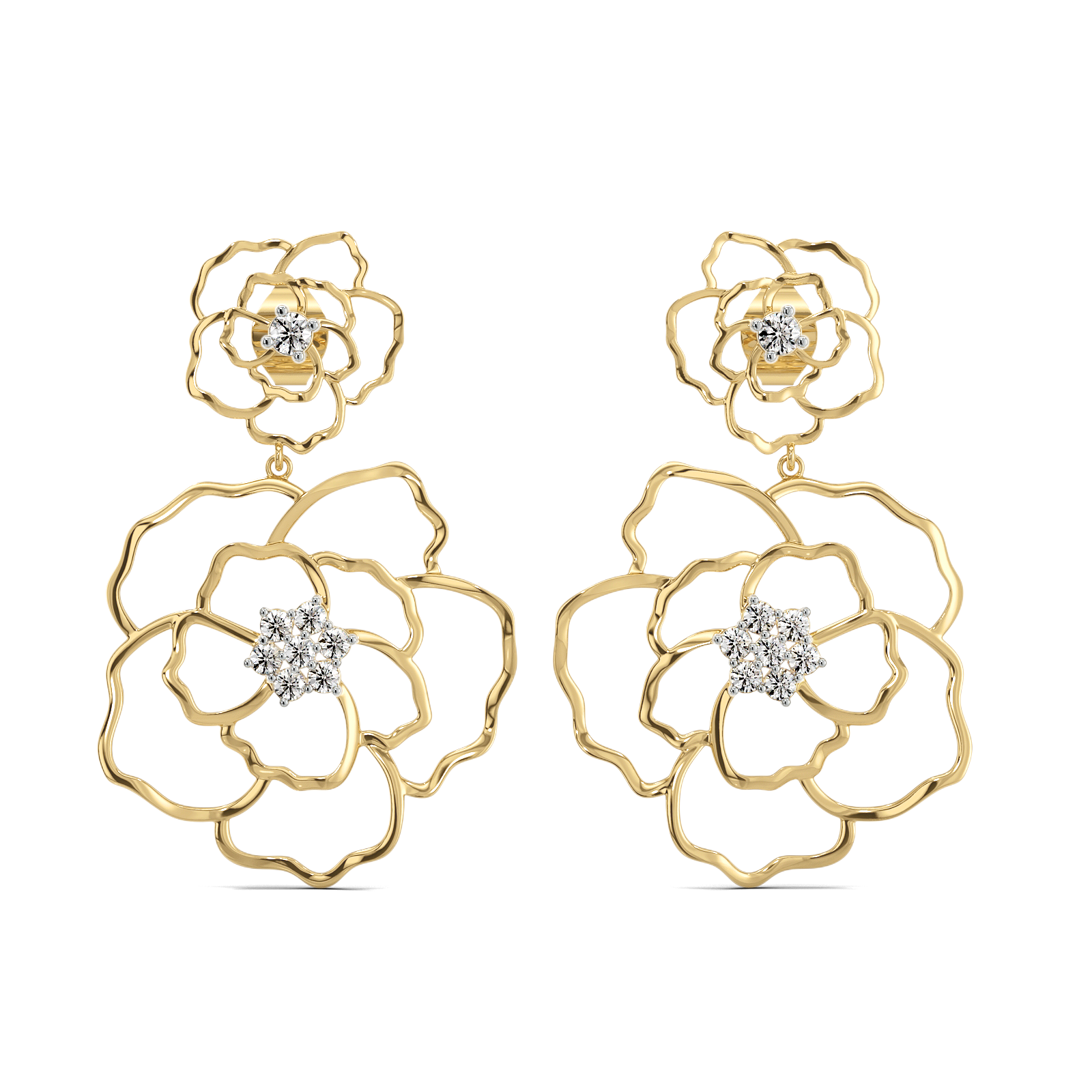 Petal Radiance Drops - 18kt Gold Vermeil Lab Grown Diamond Earrings