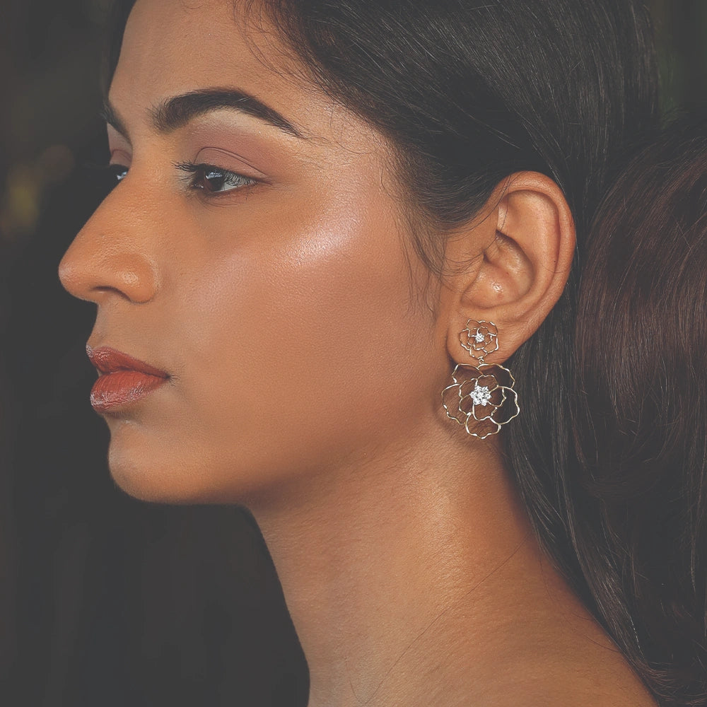 Petal Radiance - Lab Diamond Drop Earrings