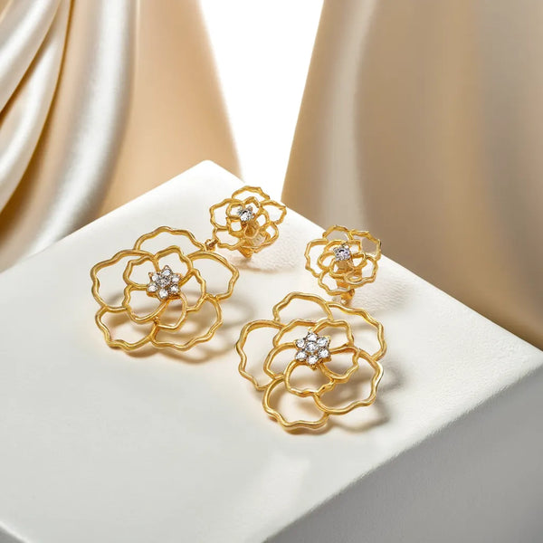 Petal Radiance Drops - Lab Grown Diamond Earrings