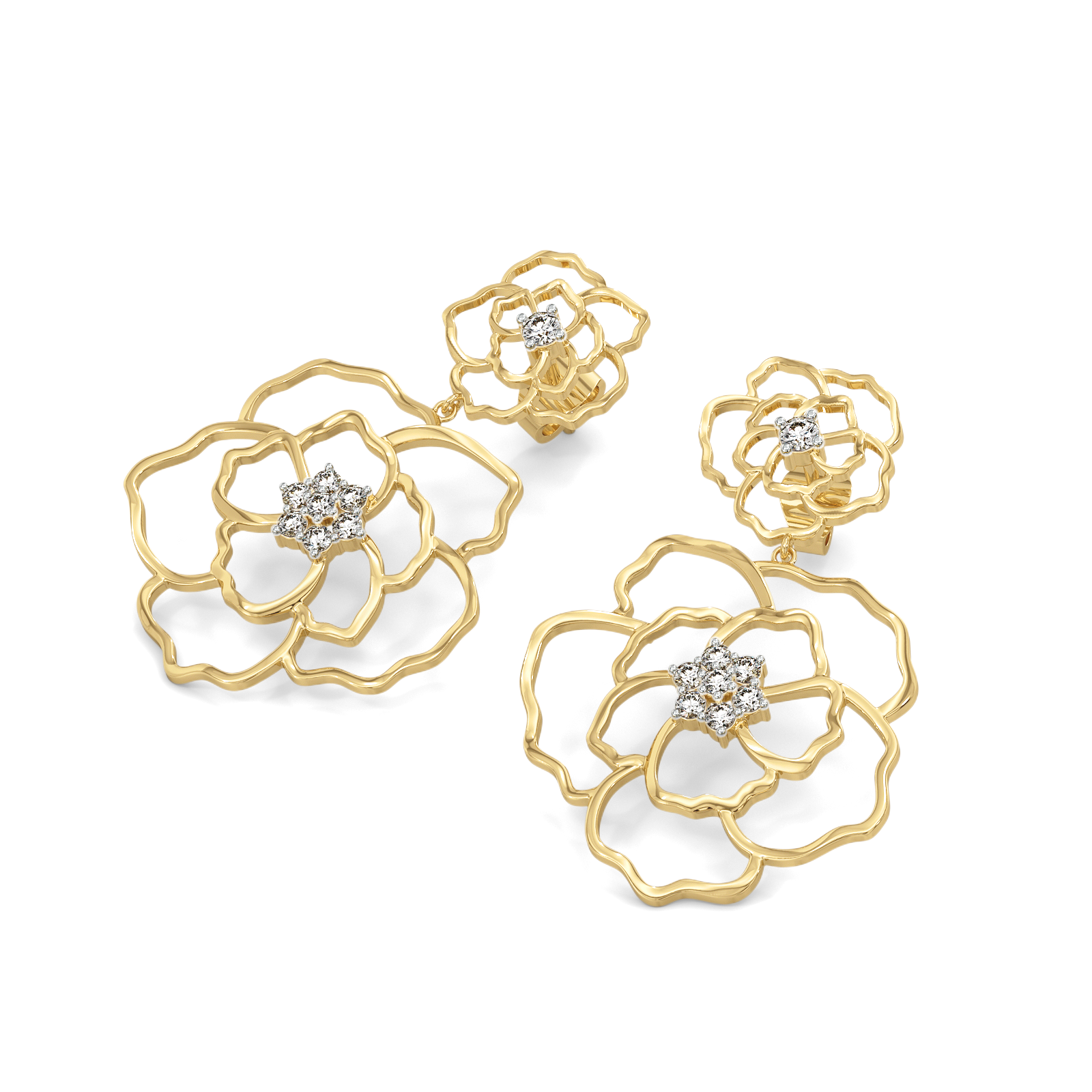 Petal Radiance Drops - 18kt Gold Vermeil Lab Grown Diamond Earrings