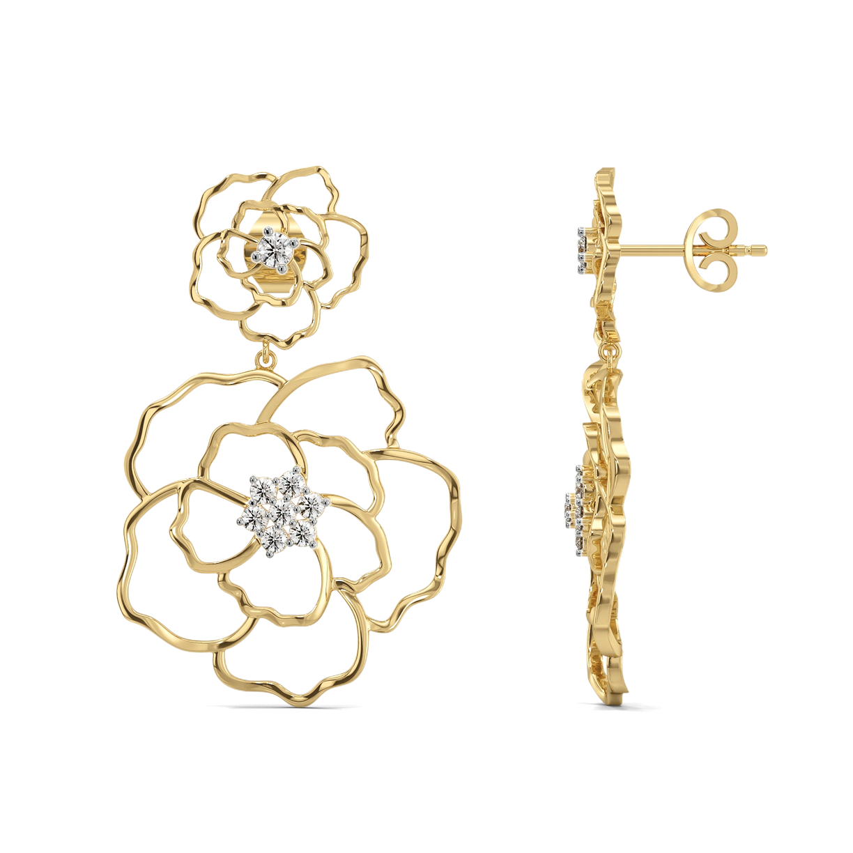 Petal Radiance - Lab Diamond Drop Earrings