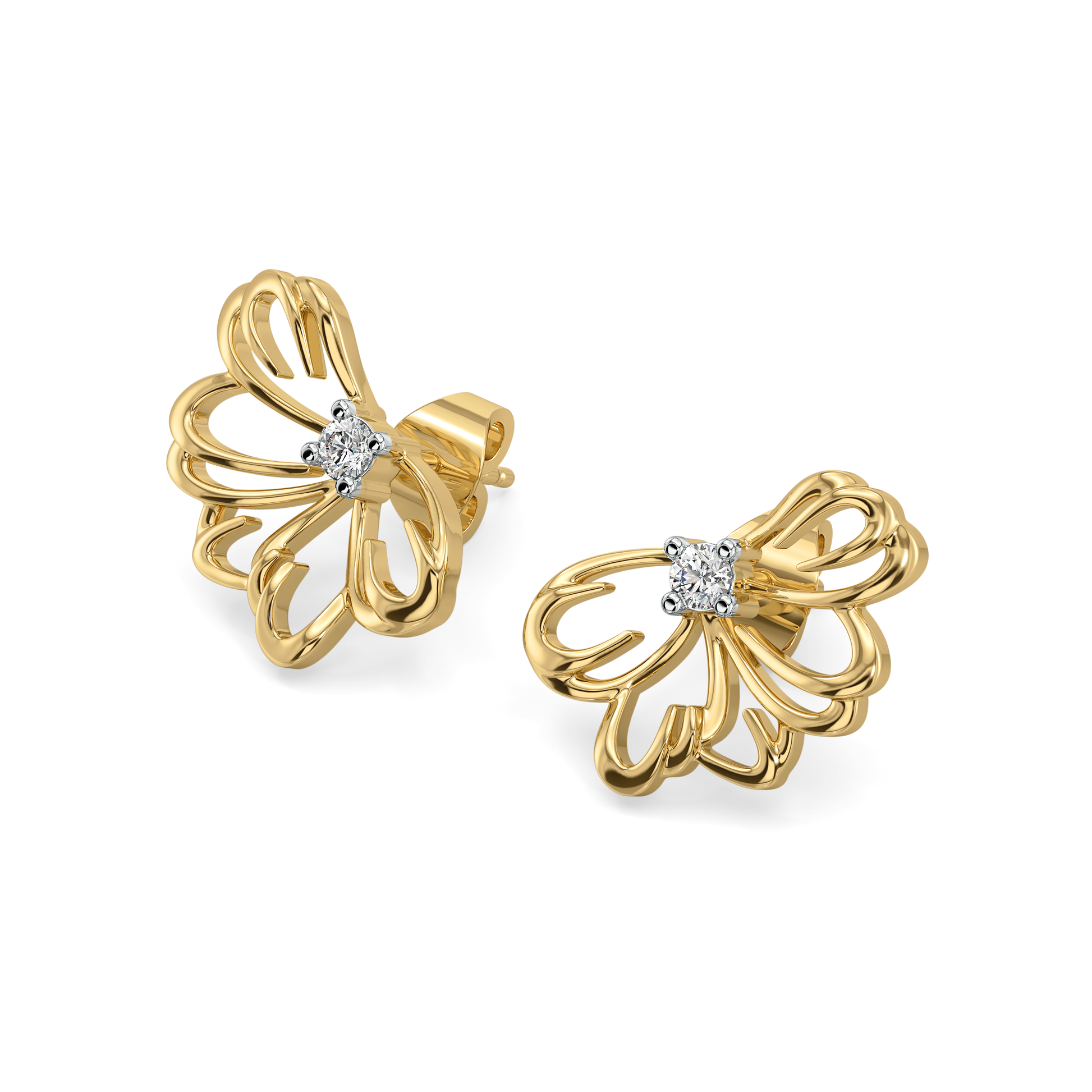 Petal Radiance Stud - 18kt Gold Vermeil Lab Grown Diamond Earrings