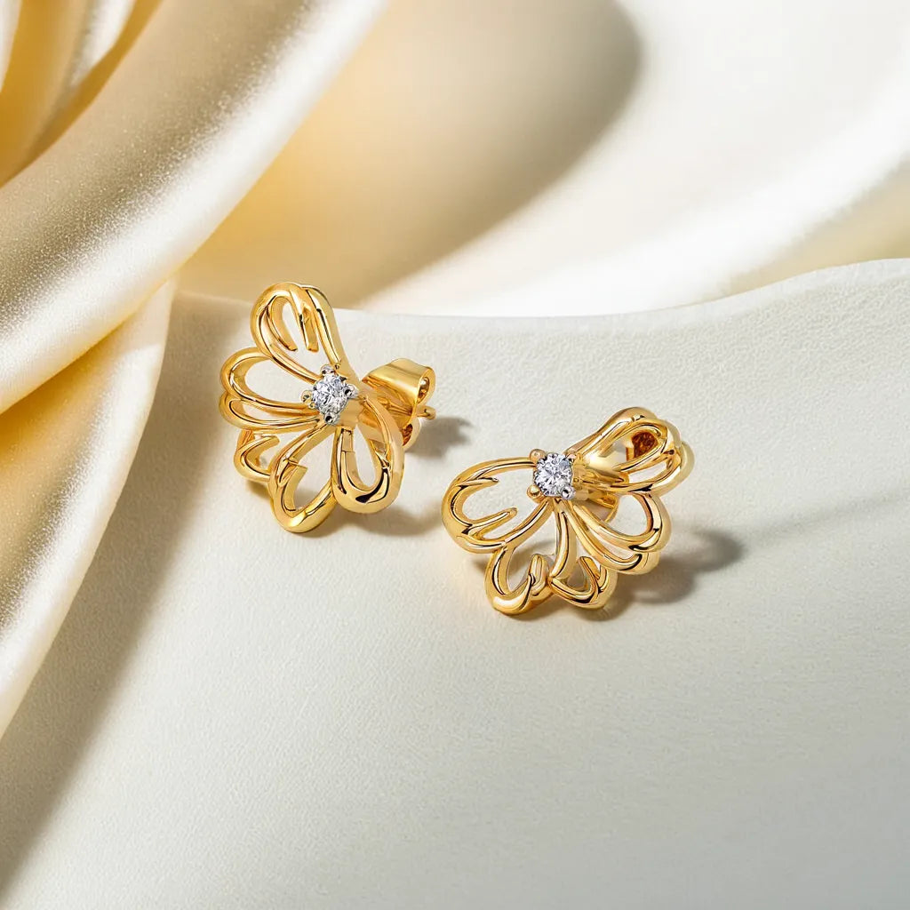 Petal Radiance Stud - 18kt Gold Vermeil Lab Grown Diamond Earrings