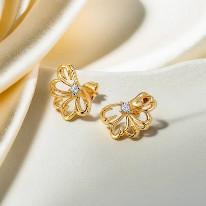 Petal Radiance Stud - 18kt Gold Vermeil Lab Grown Diamond Earrings