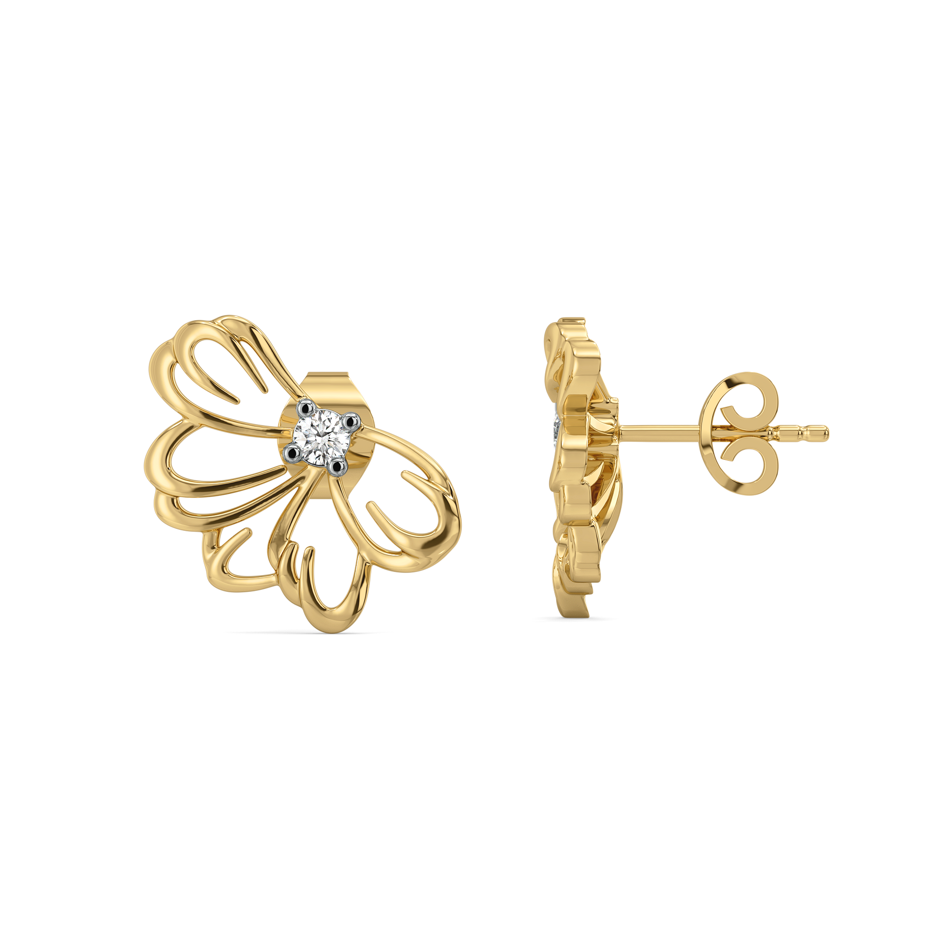 Petal Radiance Stud - 18kt Gold Vermeil Lab Grown Diamond Earrings
