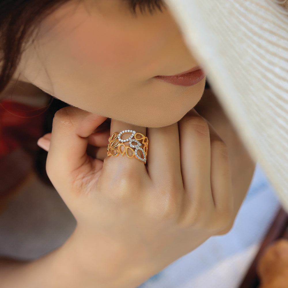 Petalicious Cocktail Ring-18kt Gold Vermeil Lab Grown Diamond Ring