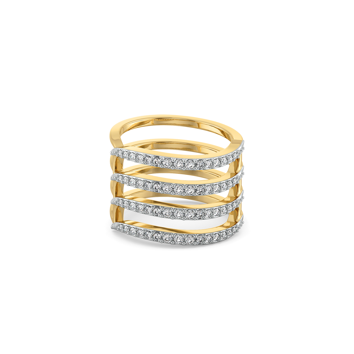 Quartre Row Cocktail Ring-18kt Gold Vermeil Lab Grown Diamond Ring