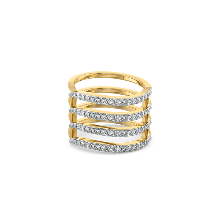 Quartre Row Cocktail Ring-18kt Gold Vermeil Lab Grown Diamond Ring