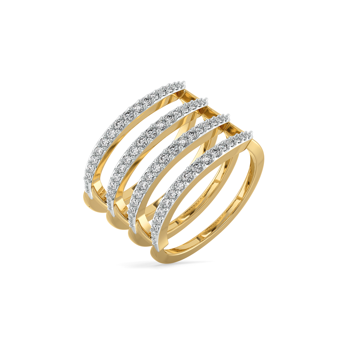 Quartre Row Cocktail Ring-18kt Gold Vermeil Lab Grown Diamond Ring