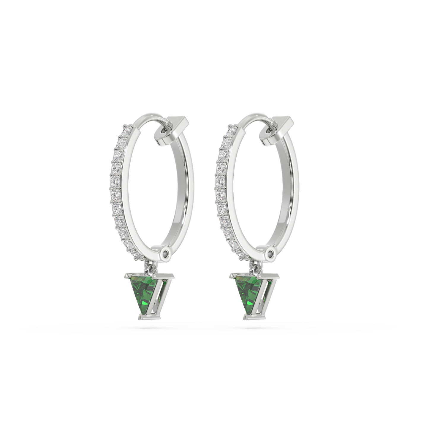 Radiance Huggies - 925 Sterling Silver Emerald Earrings