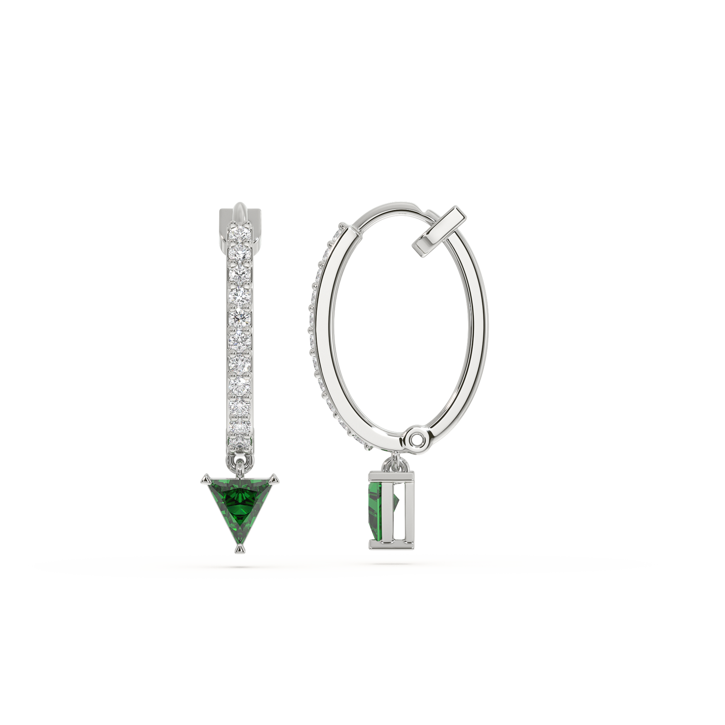 Radiance Huggies - 925 Sterling Silver Emerald Earrings