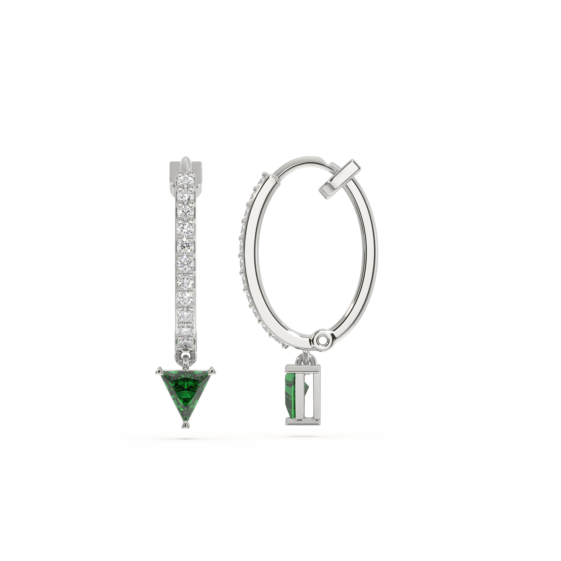 Radiance Huggies - 925 Sterling Silver Emerald Earrings