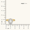 Radiant Bloom Pure Gold Lab Diamond Halo Ring - Dimension showing on scale