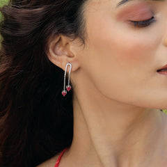 Radiant Heart Drops-Ruby Earrings